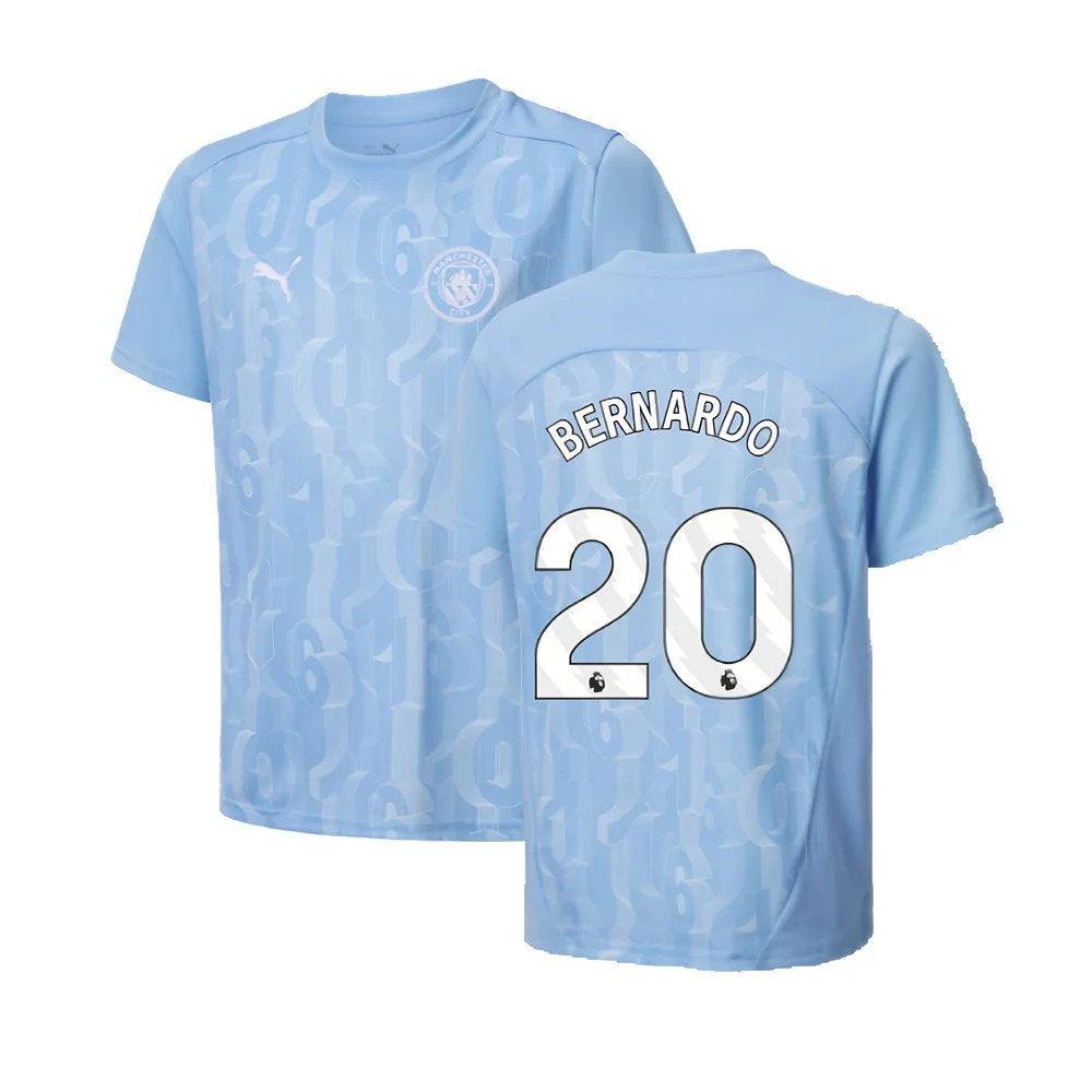 2024-2025 Man City Prematch SS Shirt (Light Blue) - Kids (Bernardo 20)_0