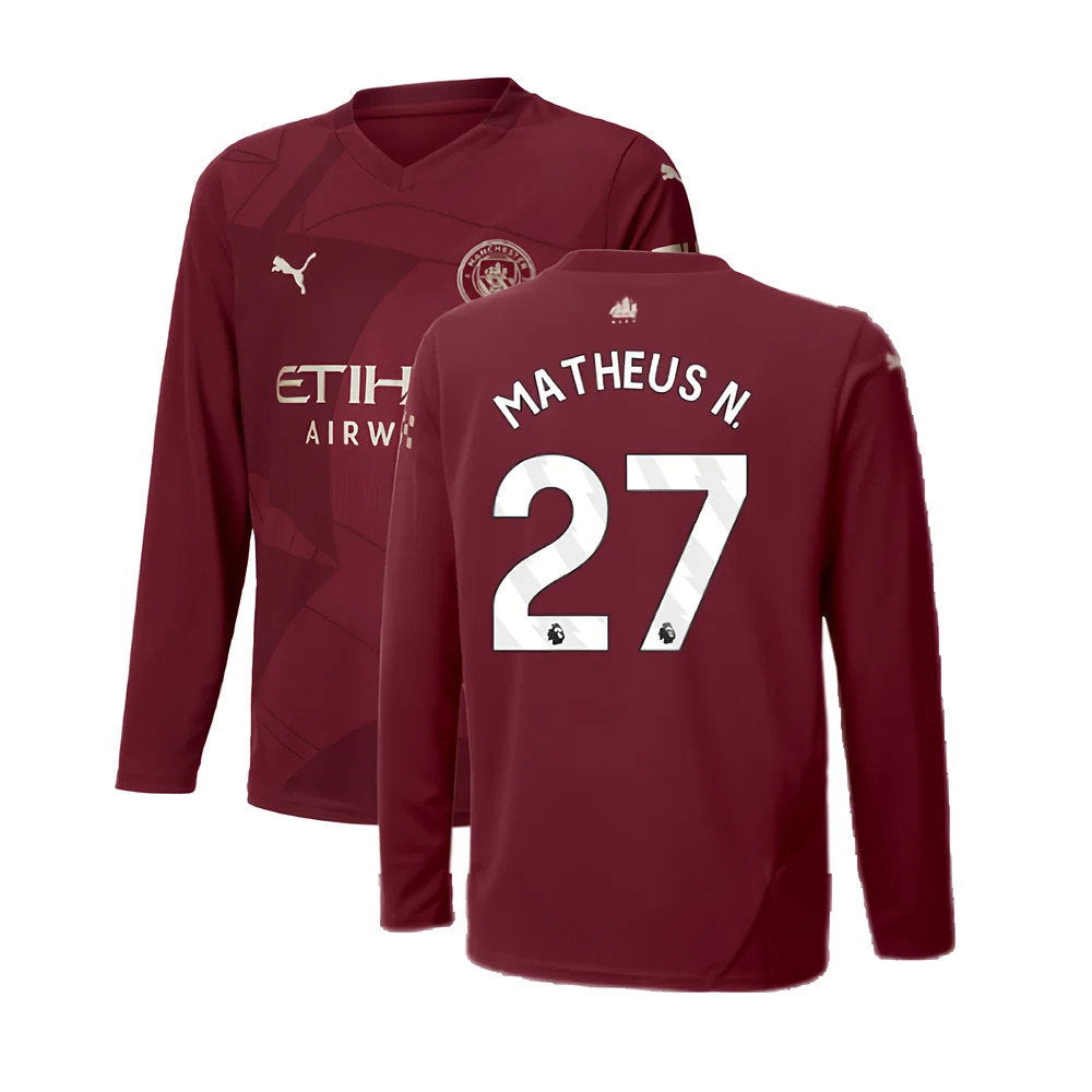 2024-2025 Man City Third Long Sleeve Shirt (Kids) (Matheus N. 27)_0