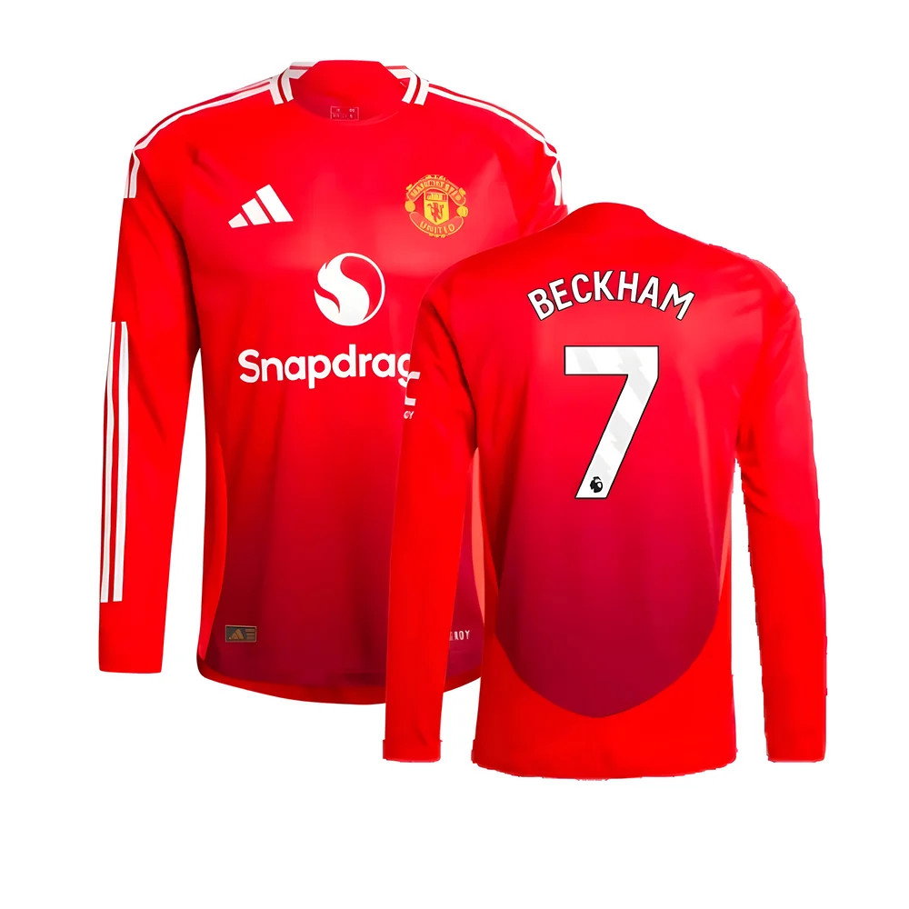 2024-2025 Man Utd Authentic Long Sleeve Home Shirt (Beckham 7)_0