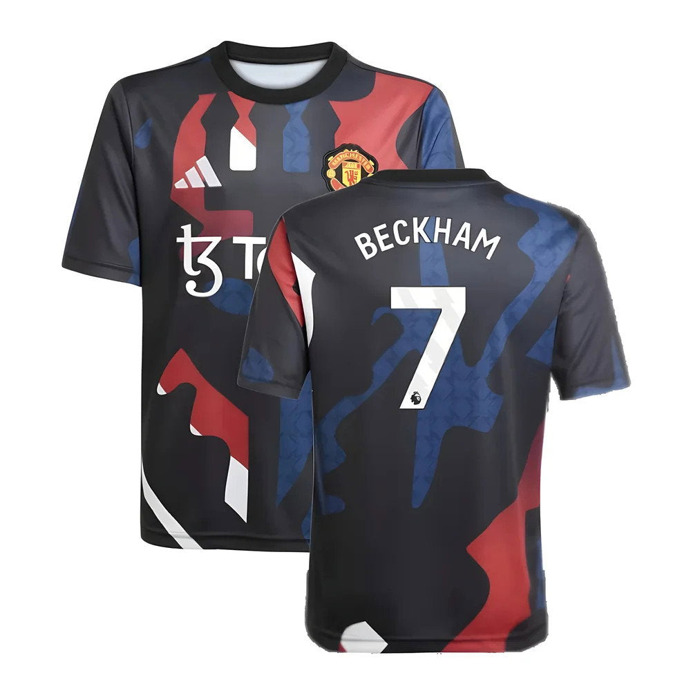 2024-2025 Man Utd Pre-Match Jersey (Black) - Kids (Beckham 7)_0