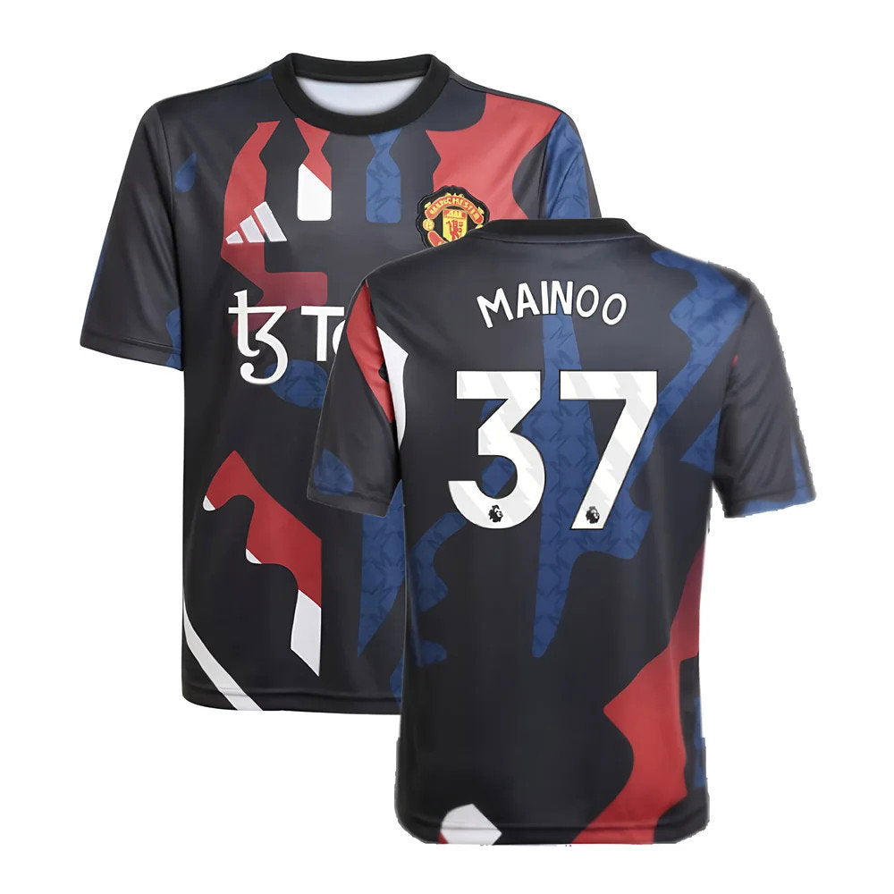 2024-2025 Man Utd Pre-Match Jersey (Black) - Kids (Mainoo 37)_0
