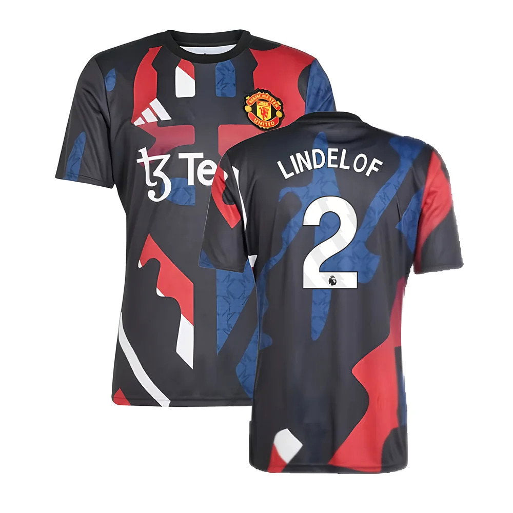 2024-2025 Man Utd Pre-Match Jersey (Black) (Lindelof 2)_0
