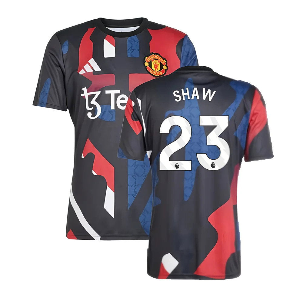 2024-2025 Man Utd Pre-Match Jersey (Black) (Shaw 23)_0