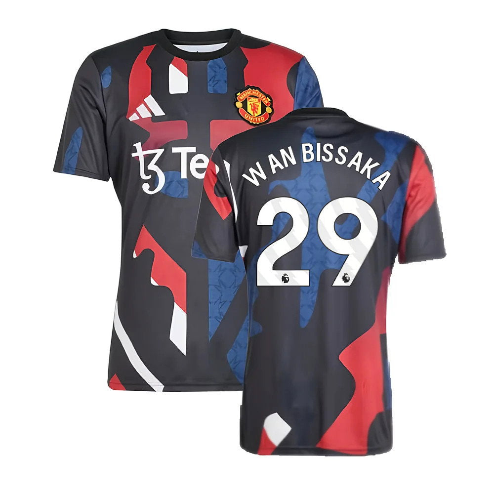 2024-2025 Man Utd Pre-Match Jersey (Black) (Wan Bissaka 29)_0