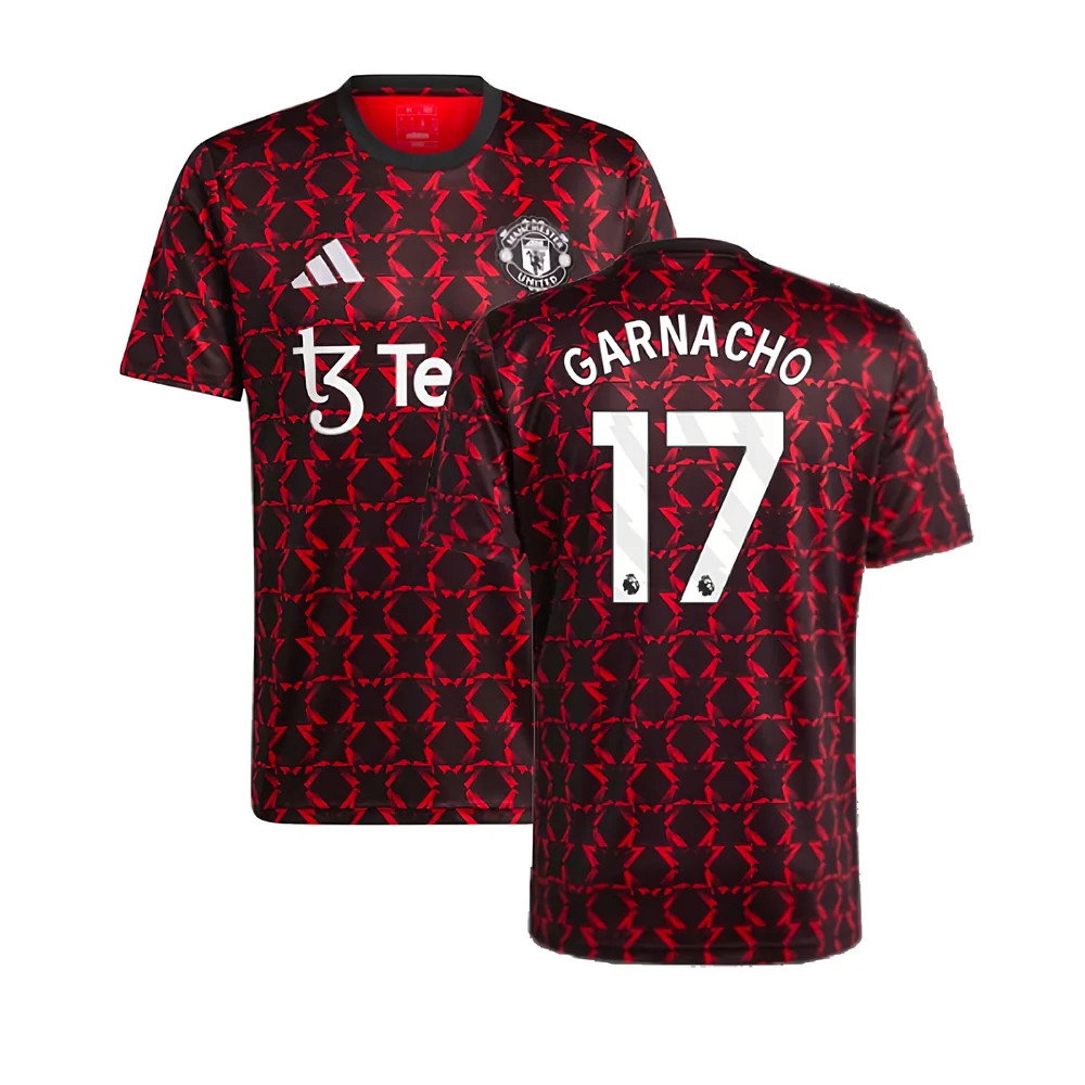 2024-2025 Man Utd Pre-Match Shirt (Black) (Garnacho 17)_0