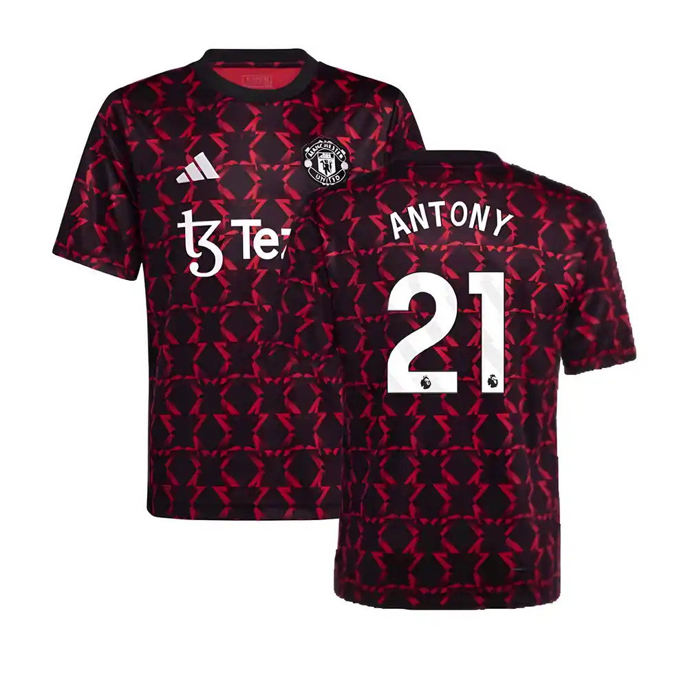 2024-2025 Man Utd Pre-Match Shirt (Black) - Kids (Antony 21)_0