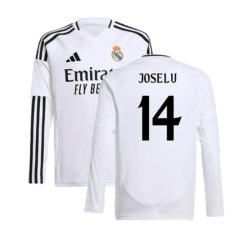 2024-2025 Real Madrid Long Sleeve Home Shirt (Kids) (Joselu 14)_0