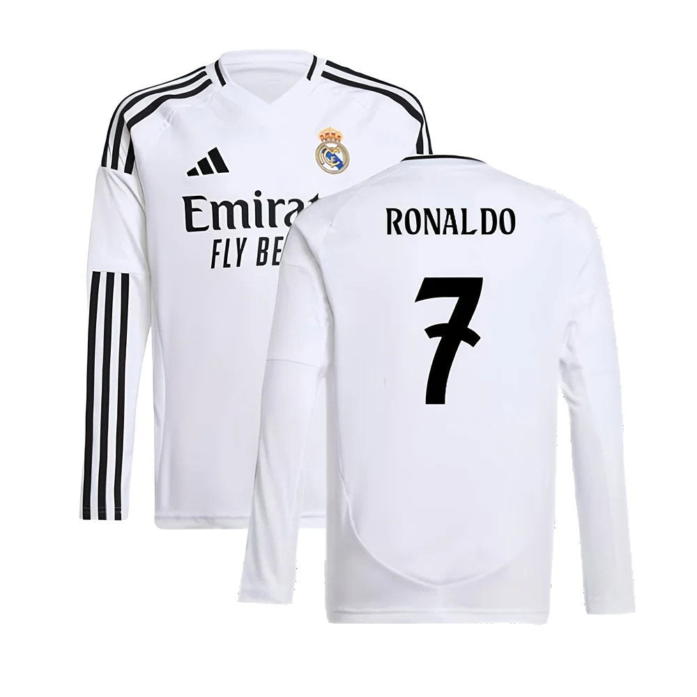 2024-2025 Real Madrid Long Sleeve Home Shirt (Kids) (Ronaldo 7)_0