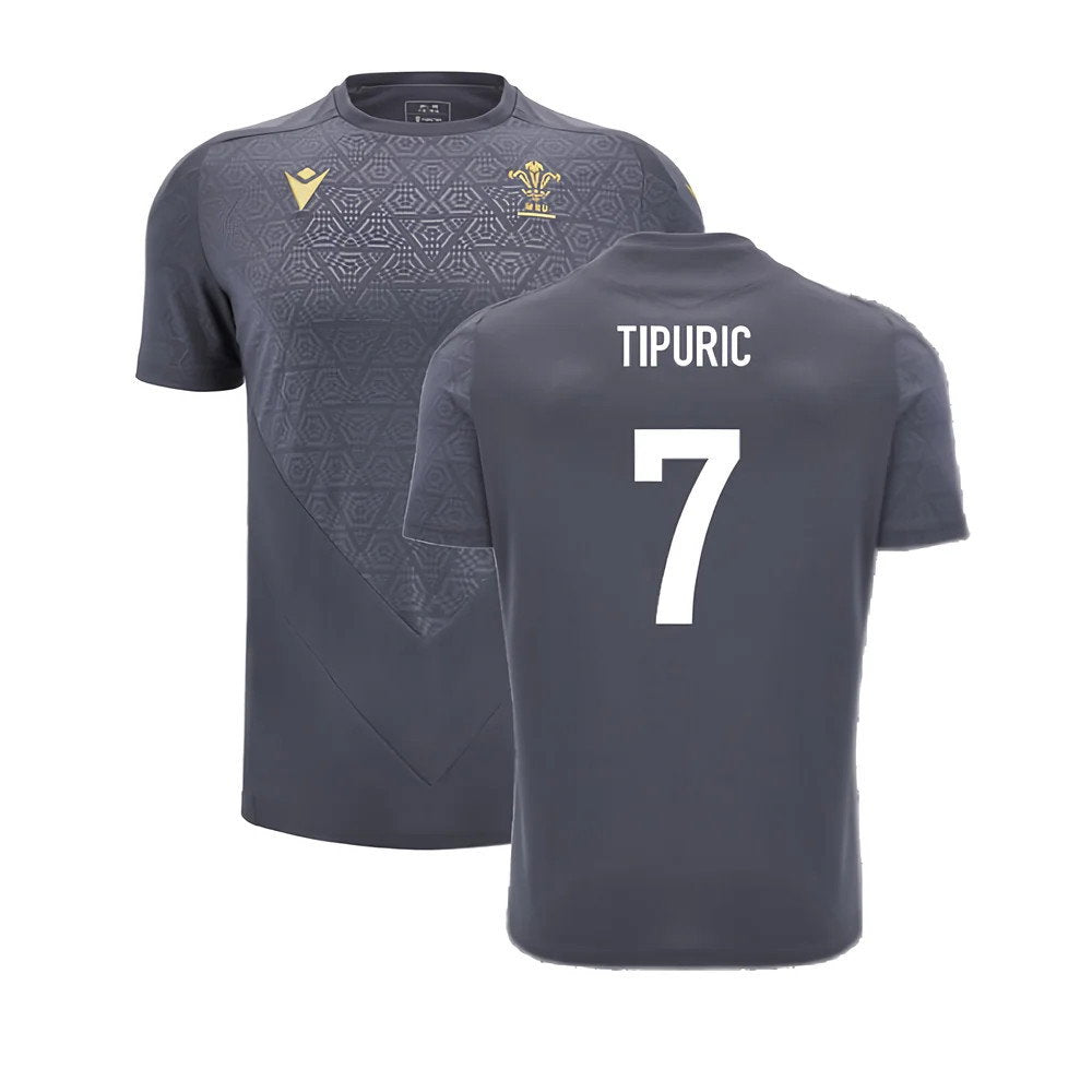 2024-2025 Wales WRU Rugby Training Poly Shirt (Anthracite) - Kids (Tipuric 7)_0