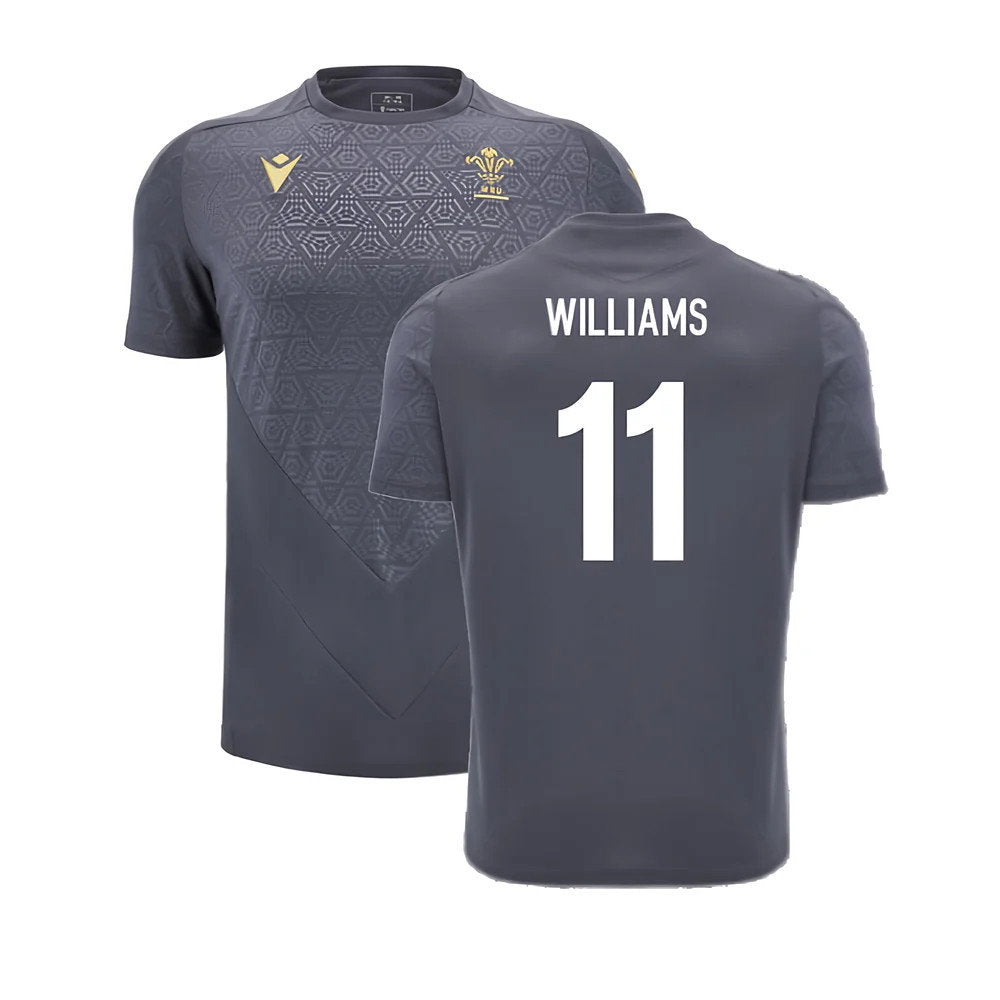 2024-2025 Wales WRU Rugby Training Poly Shirt (Anthracite) - Kids (Williams 11)_0