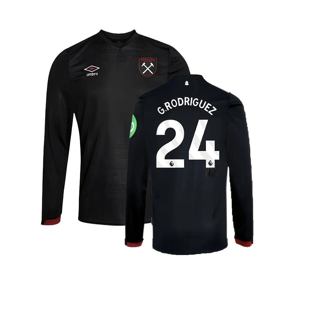 2024-2025 West Ham Long Sleeve Away Shirt (Kids) (G.Rodriguez 24)_0