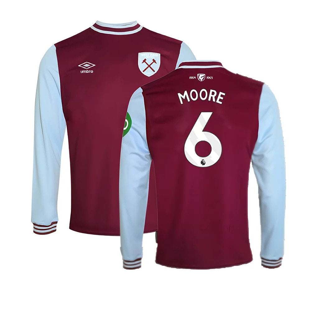 2024-2025 West Ham Long Sleeve Home Shirt (Kids) (Moore 6)_0