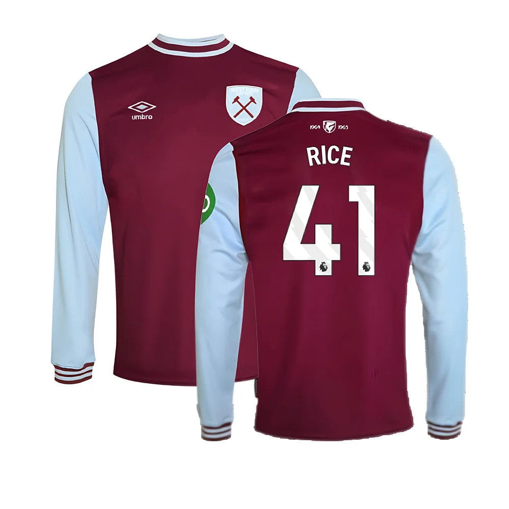 2024-2025 West Ham Long Sleeve Home Shirt (Kids) (Rice 41)_0