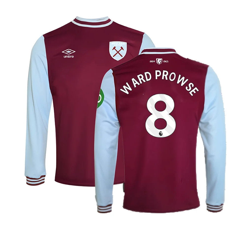 2024-2025 West Ham Long Sleeve Home Shirt (Kids) (Ward Prowse 8)_0