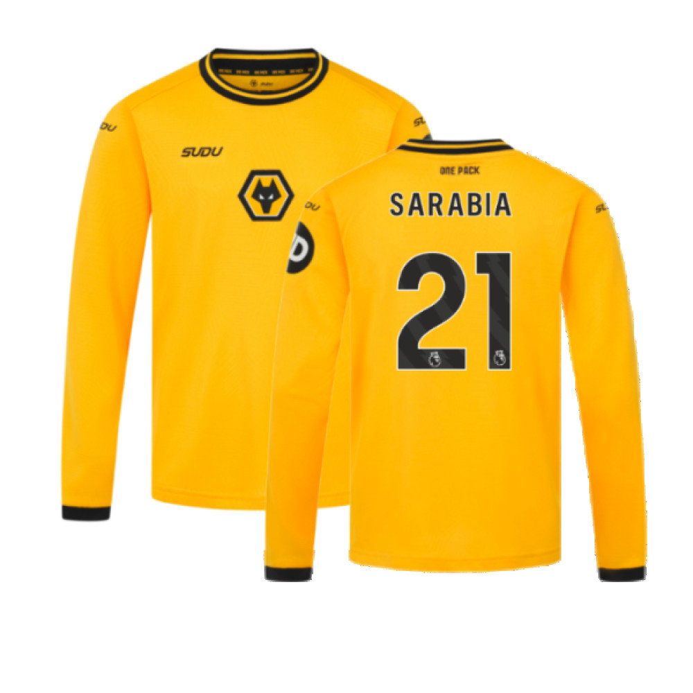 2024-2025 Wolves Long Sleeve Home Shirt (Kids) (Sarabia 21)_0