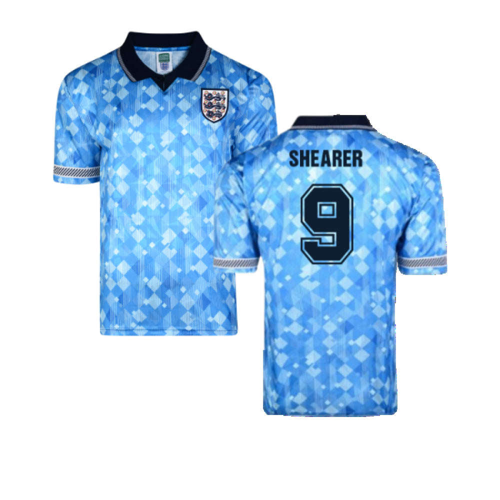 Score Draw England 1990 Third World Cup Finals Retro Football Shirt (Shearer 9)_0
