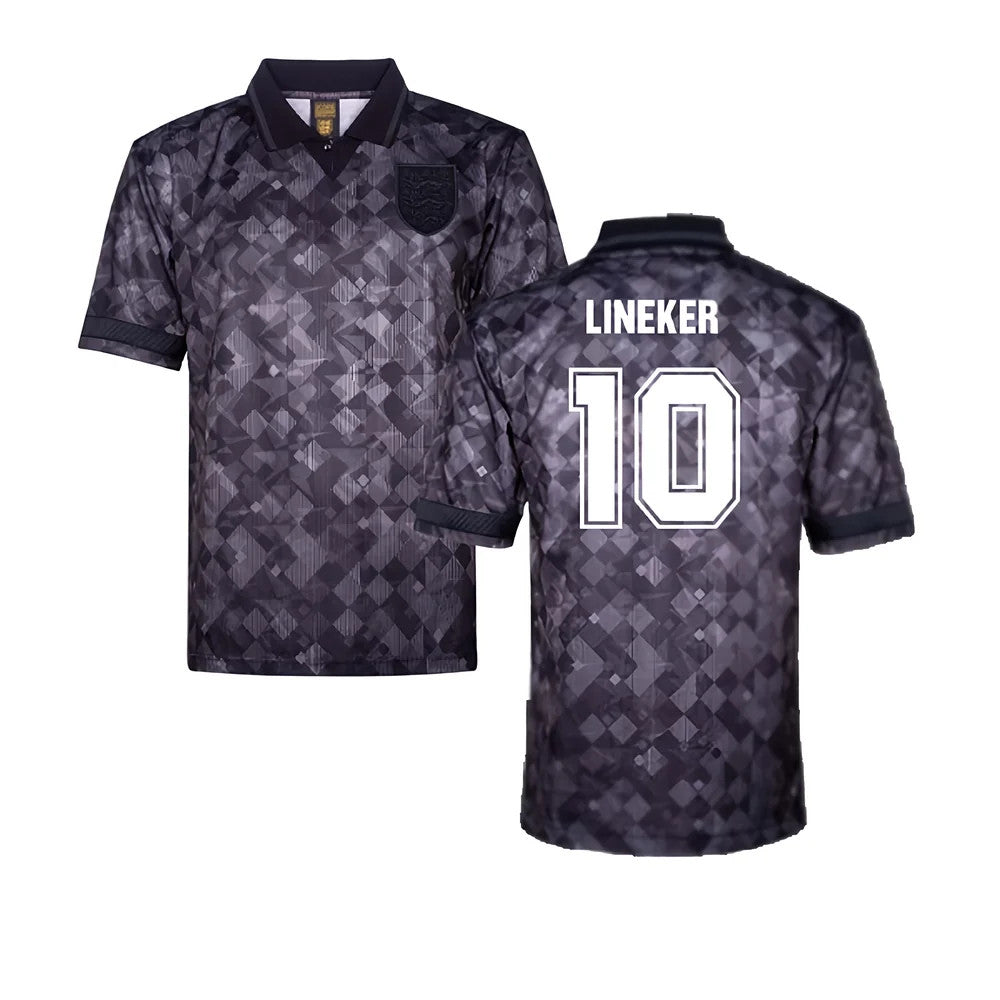 England 1990 Black Out Retro Football Shirt (Lineker 10)_0