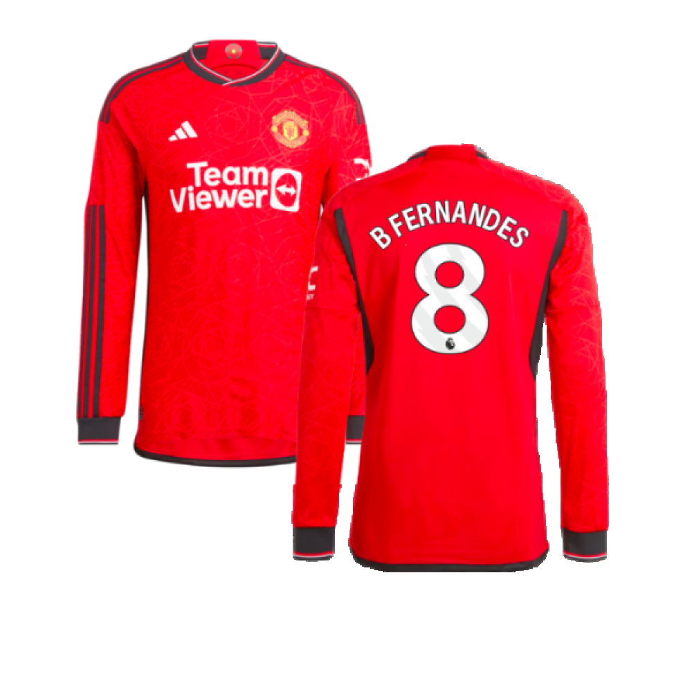 2023-2024 Man Utd Long Sleeve Home Shirt (B Fernandes 8)_0