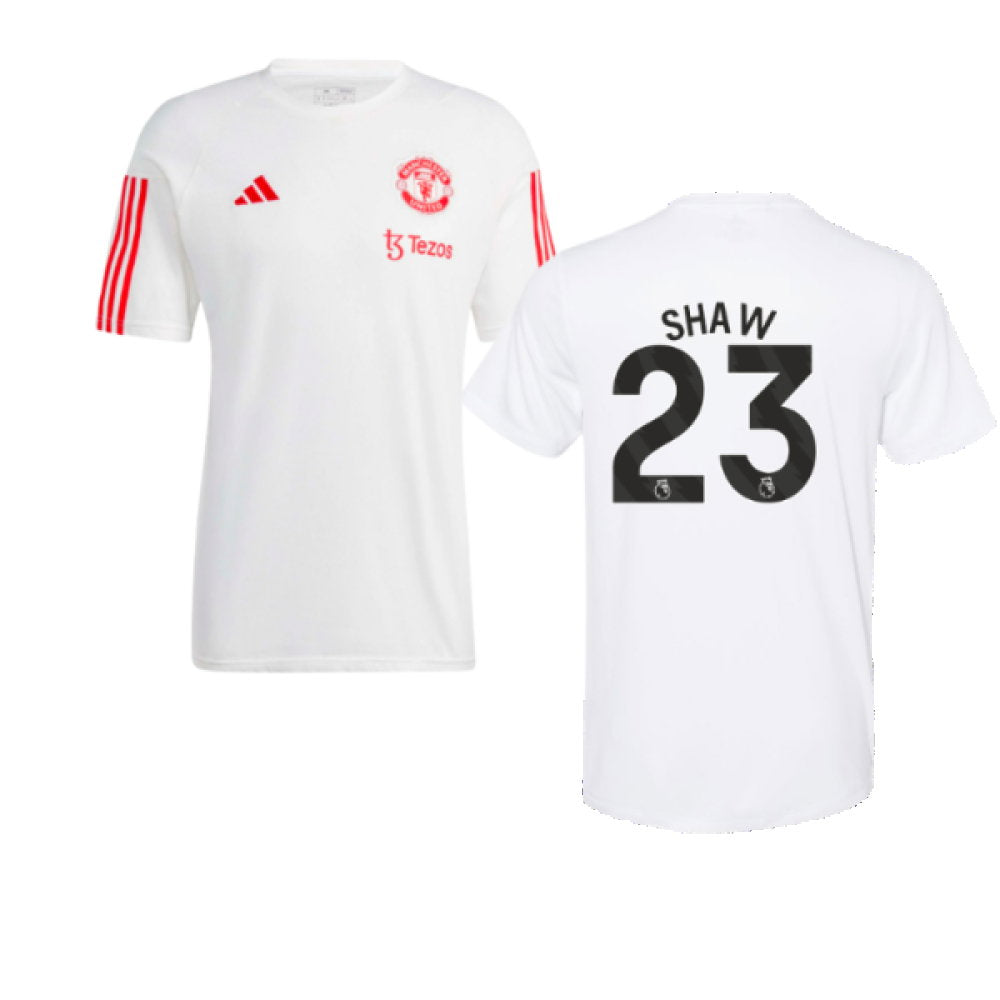 2023-2024 Man Utd Training Tee (White) (Shaw 23)_0