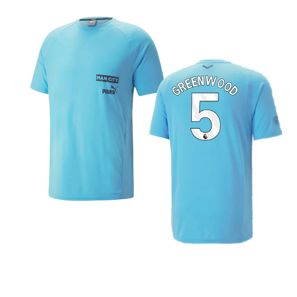 2023-2024 Man City Casuals Tee (Blue Wash) - Kids (Greenwood 5)_0