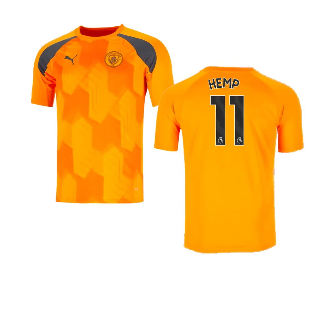 2023-2024 Man City Pre-Match Jersey (Orange) (Hemp 11)_0