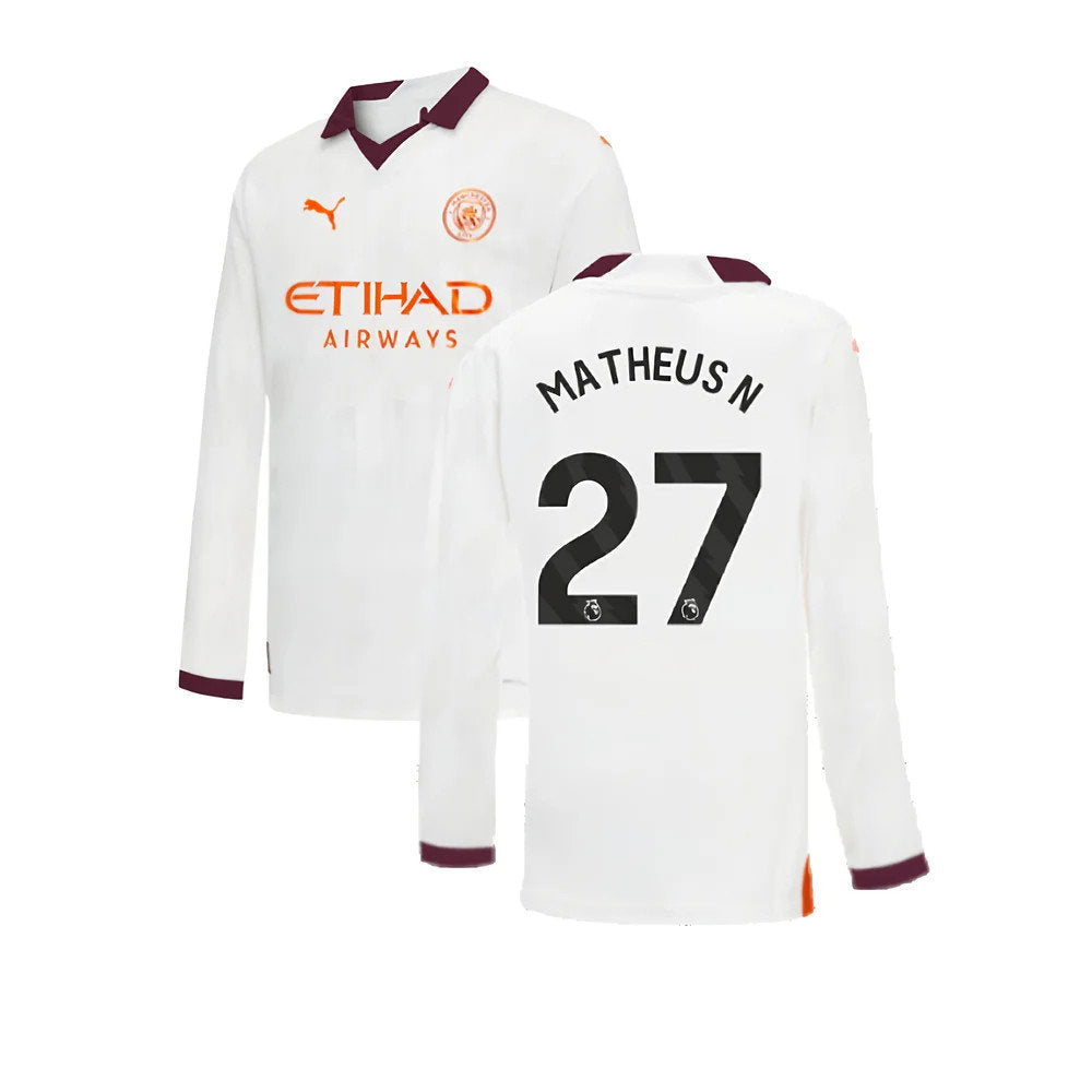 2023-2024 Man City Long Sleeve Away Shirt (Kids) (Matheus N 27)_0