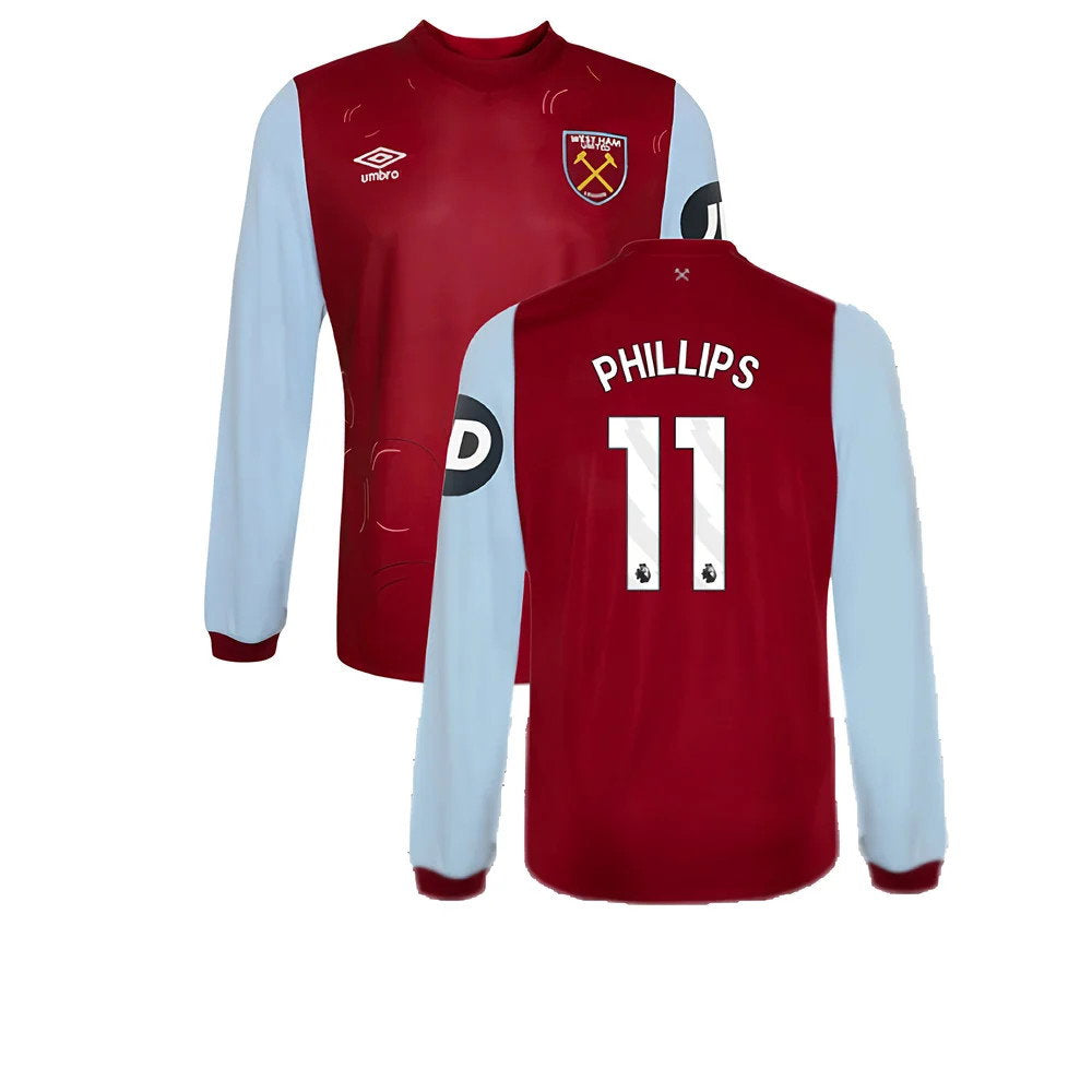 2023-2024 West Ham Long Sleeve Home Shirt (Kids) (Phillips 11)_0