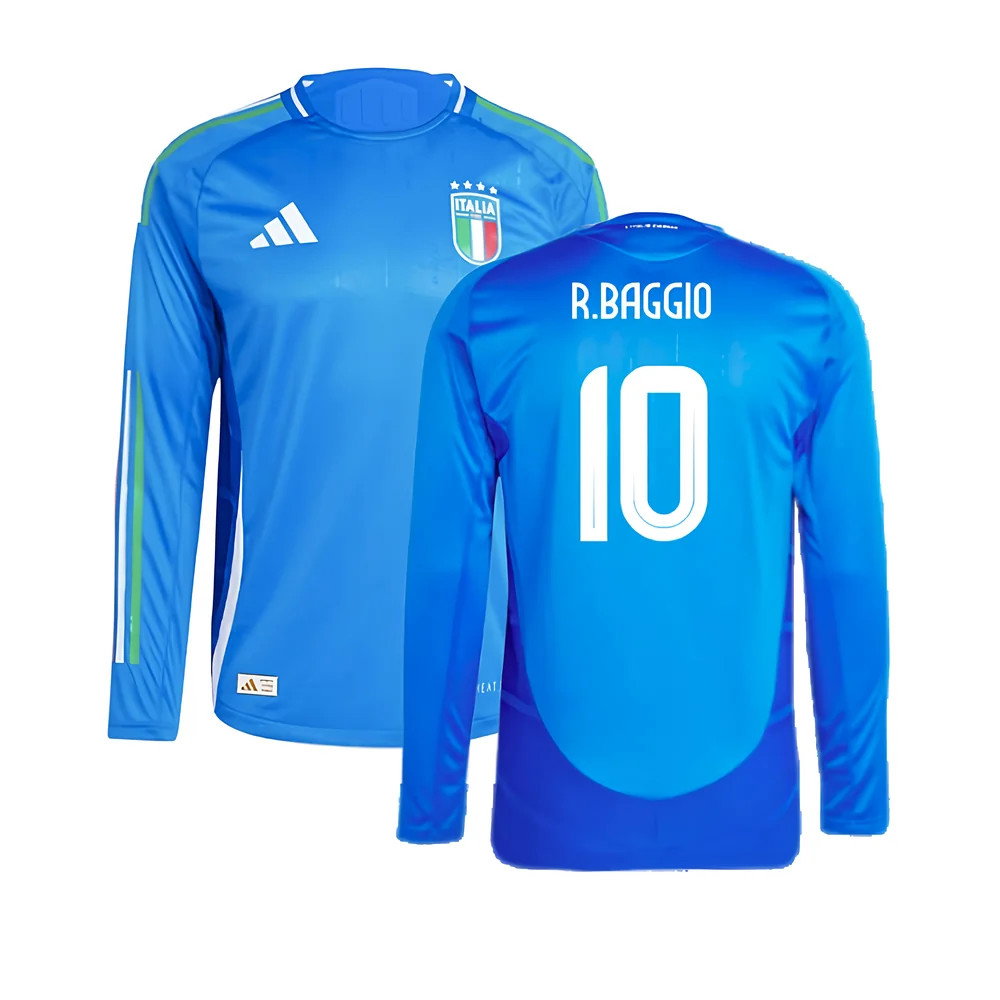 2024-2025 Italy Authentic Long Sleeve Home Shirt (R.BAGGIO 10)_0