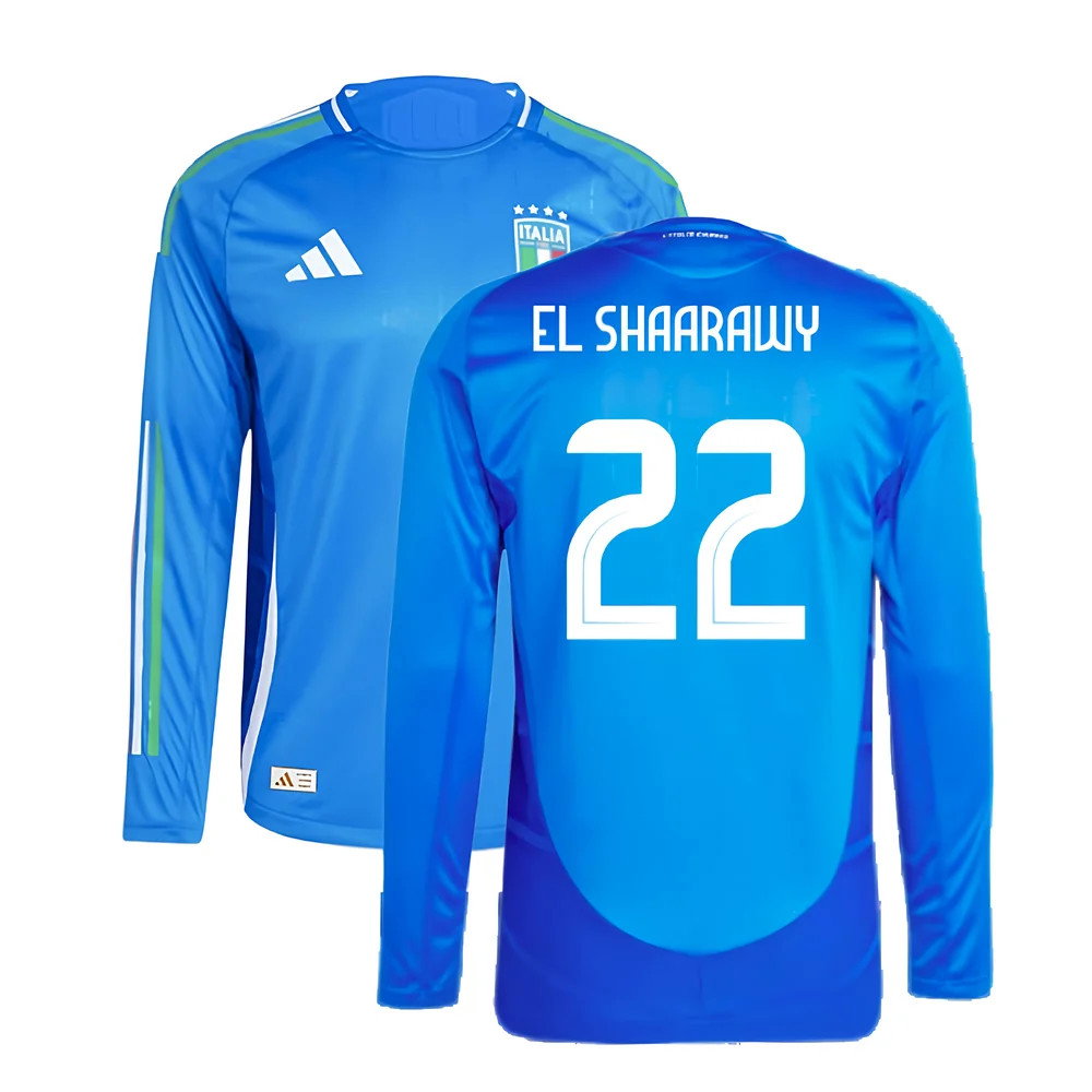 2024-2025 Italy Authentic Long Sleeve Home Shirt (EL SHAARAWY 22)_0