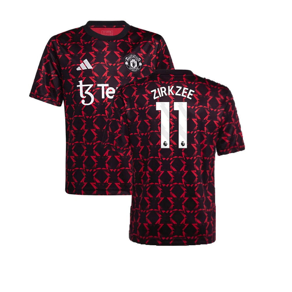 2024-2025 Man Utd Pre-Match Shirt (Black) - Kids (Zirkzee 11)_0
