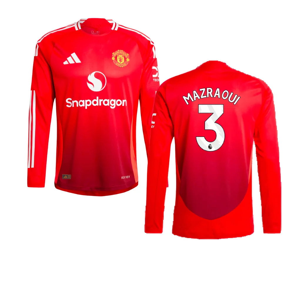 2024-2025 Man Utd Authentic Long Sleeve Home Shirt (Mazraoui 3)_0