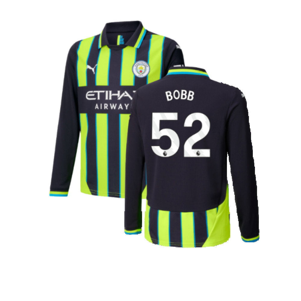 2024-2025 Man City Away Long Sleeve Shirt (Kids) (Bobb 52)_0