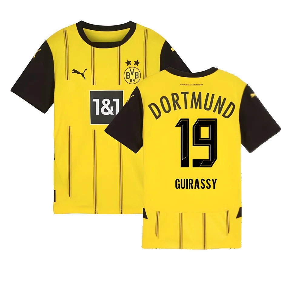 2024-2025 Borussia Dortmund Home Shirt (Kids) (Guirassy 19)_0
