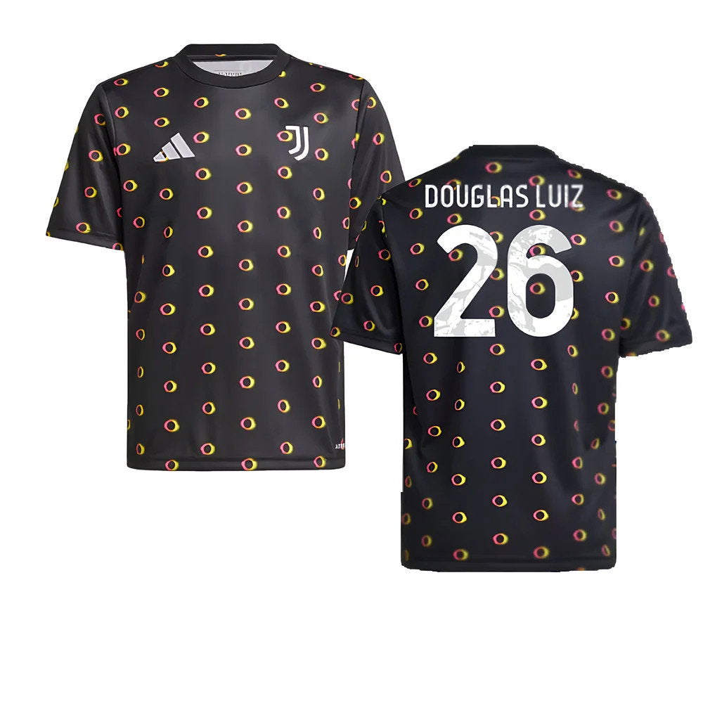 2024-2025 Juventus Pre-Match Shirt (Black) - Kids (Douglas Luiz 26)_0