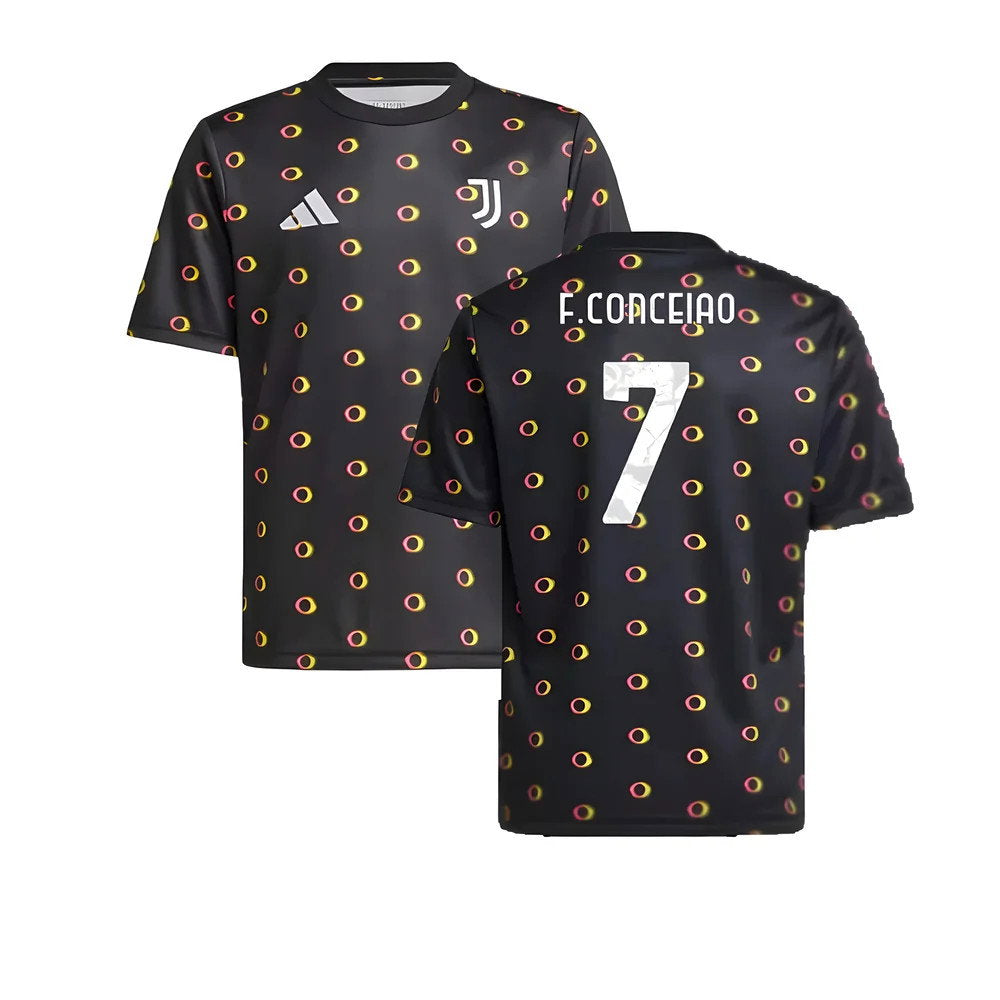 2024-2025 Juventus Pre-Match Shirt (Black) - Kids (F.Conceiao 7)_0