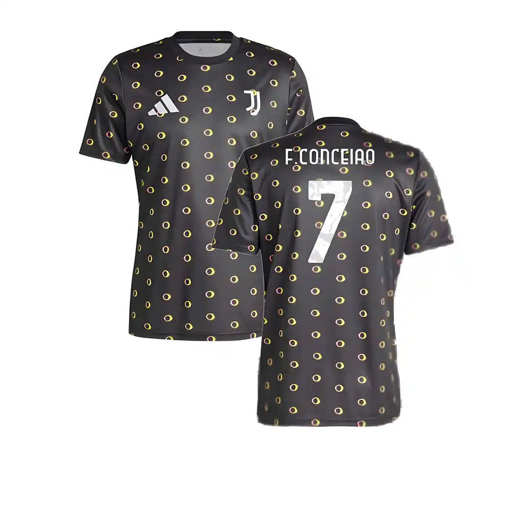 2024-2025 Juventus Pre-Match Shirt (Black) (F.Conceiao 7)_0
