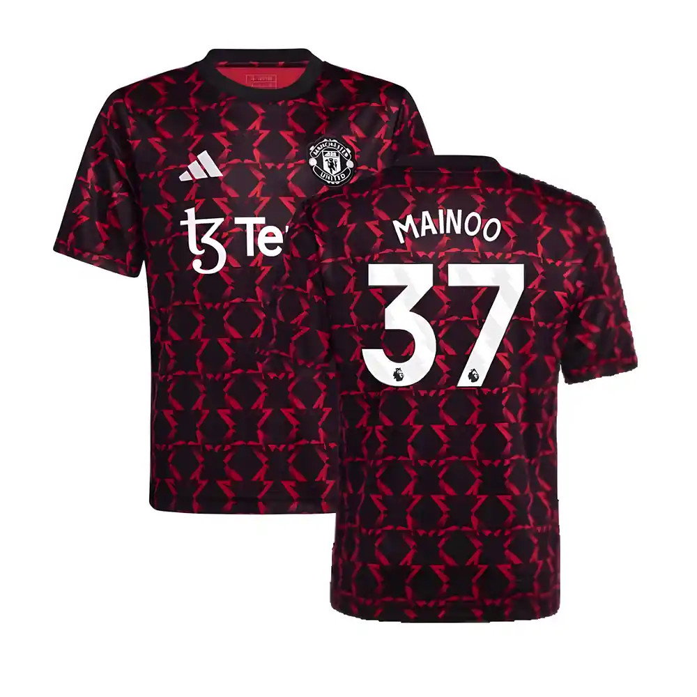 2024-2025 Man Utd Pre-Match Shirt (Black) - Kids (Mainoo 37)_0