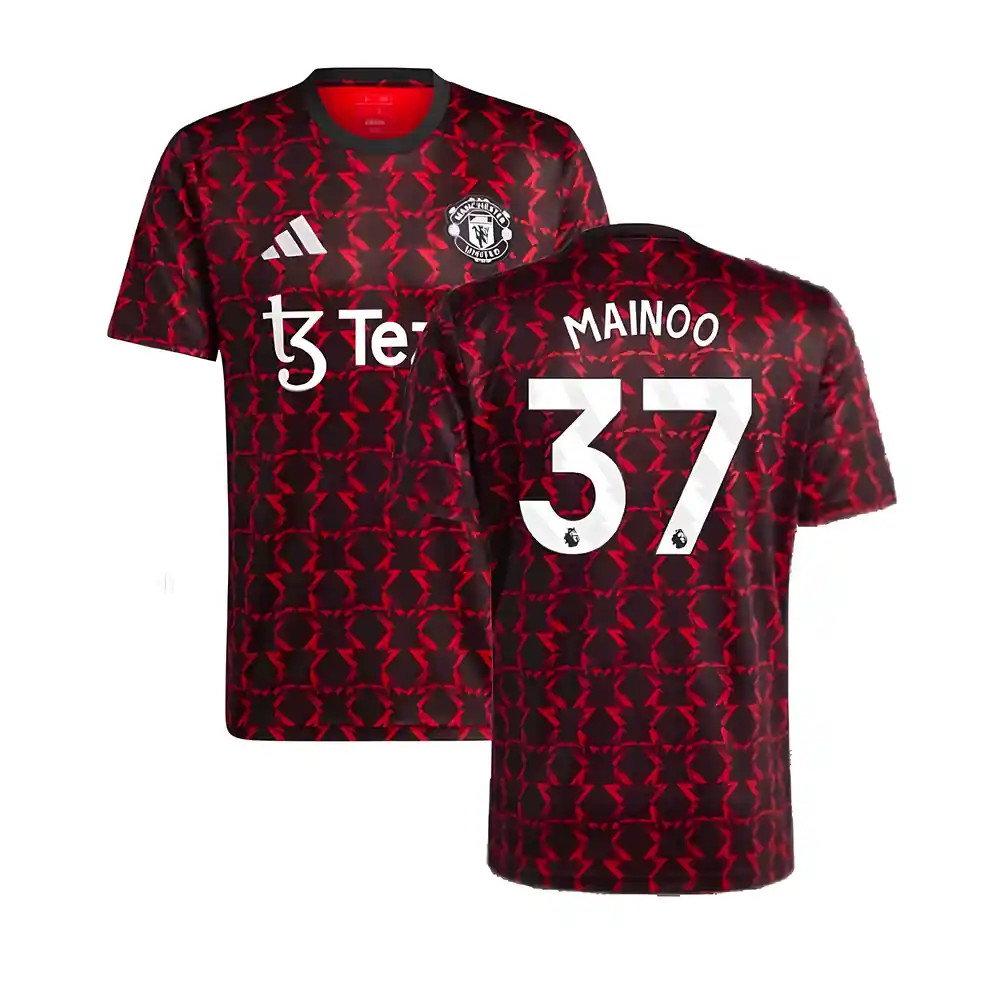 2024-2025 Man Utd Pre-Match Shirt (Black) (Mainoo 37)_0