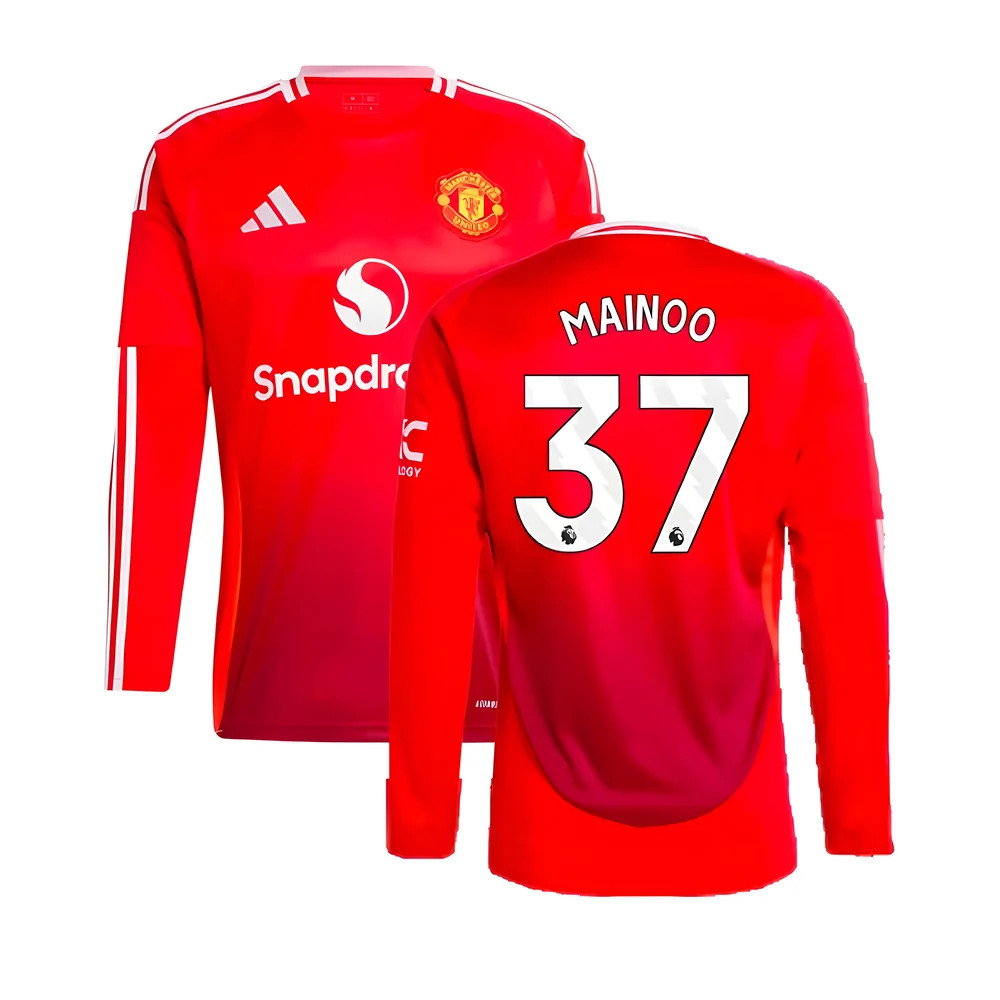 2024-2025 Man Utd Long Sleeve Home Shirt (Mainoo 37)_0