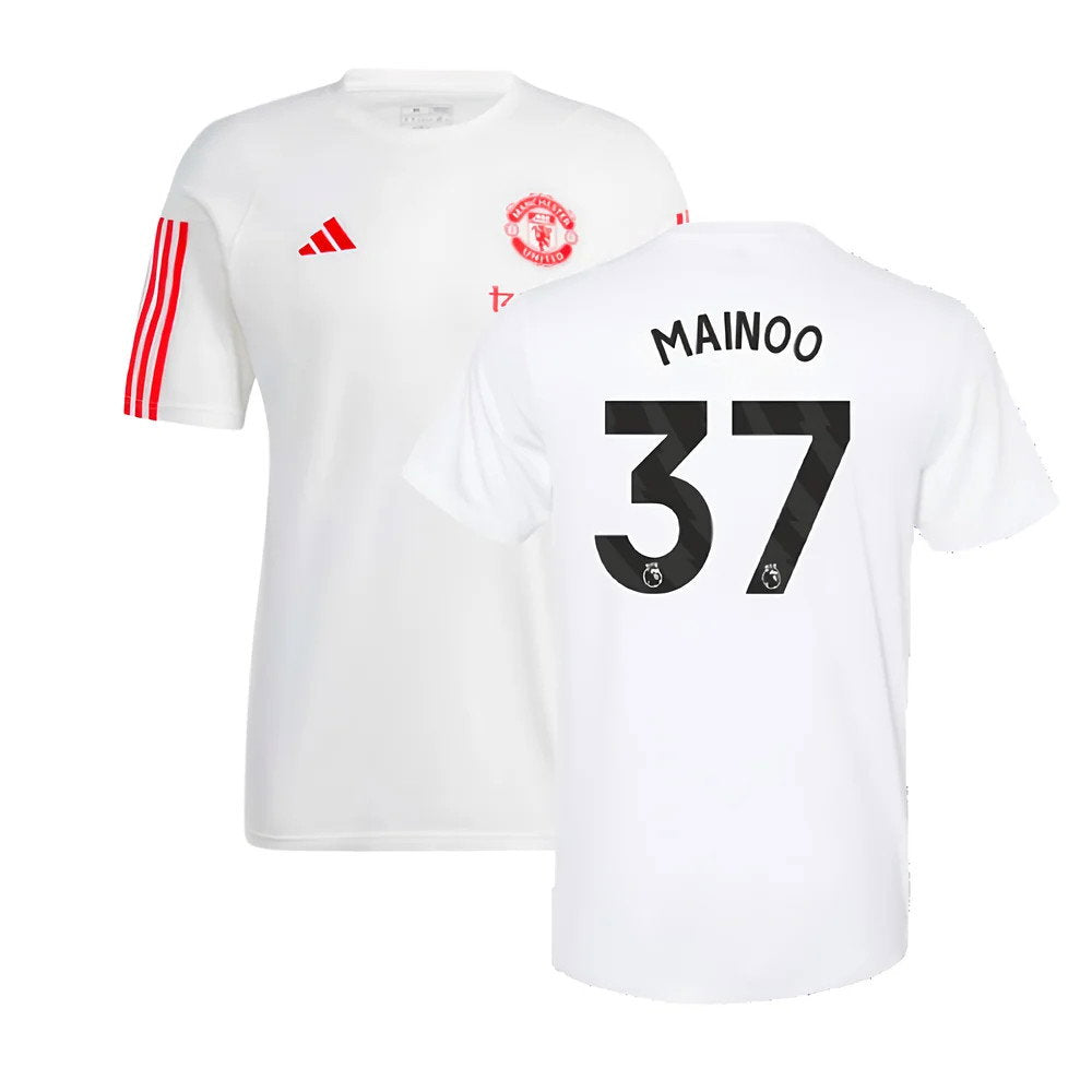 2023-2024 Man Utd Training Tee (White) (Mainoo 37)_0