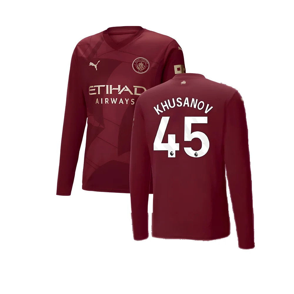 2024-2025 Man City Third Long Sleeve Shirt (Khusanov 45)_0