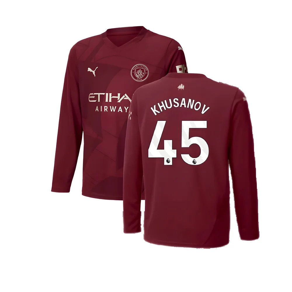 2024-2025 Man City Third Long Sleeve Shirt (Kids) (Khusanov 45)_0