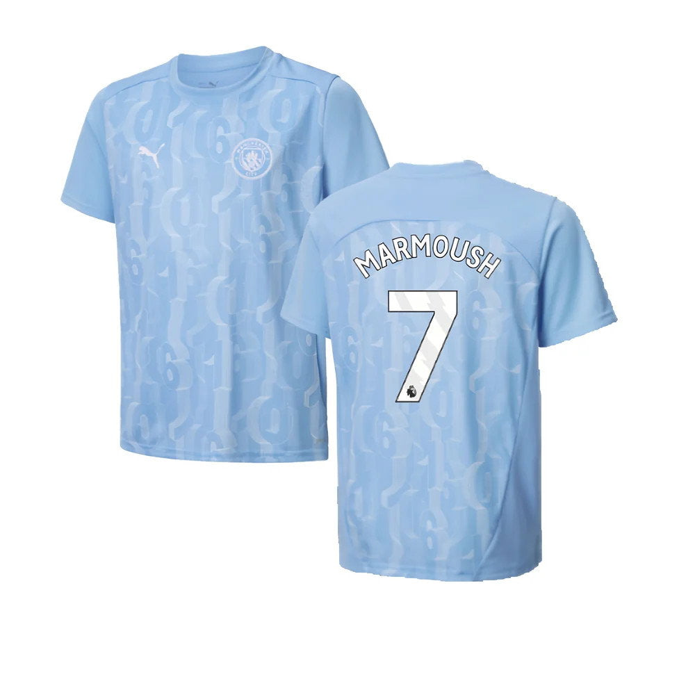 2024-2025 Man City Prematch SS Shirt (Light Blue) - Kids (Marmoush 7)_0