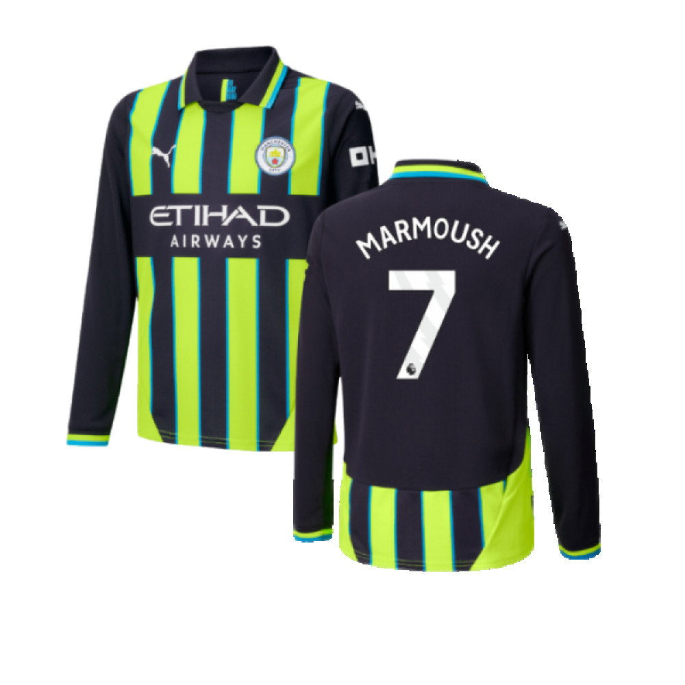 2024-2025 Man City Away Long Sleeve Shirt (Kids) (Marmoush 7)_0