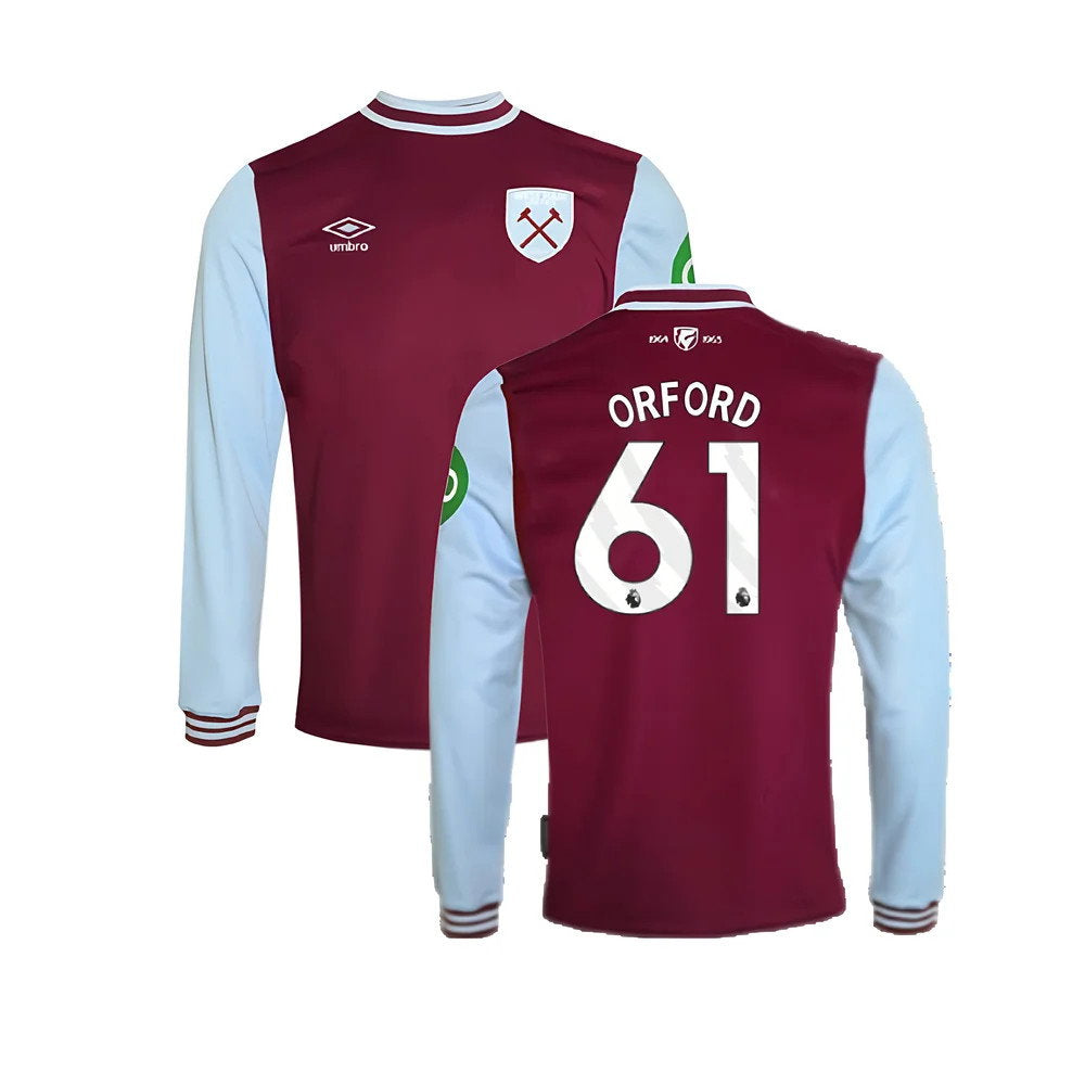 2024-2025 West Ham Long Sleeve Home Shirt (Kids) (Orford 61)_0