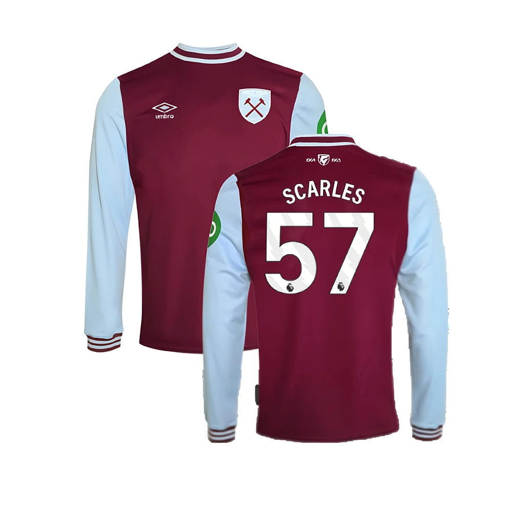 2024-2025 West Ham Long Sleeve Home Shirt (Kids) (Scarles 57)_0