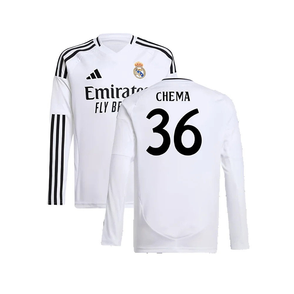 2024-2025 Real Madrid Long Sleeve Home Shirt (Kids) (Chema 36)_0