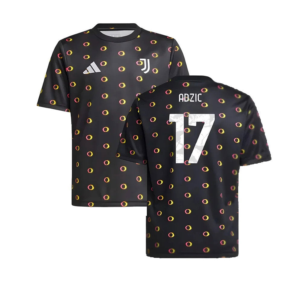 2024-2025 Juventus Pre-Match Shirt (Black) - Kids (Adzic 17)_0