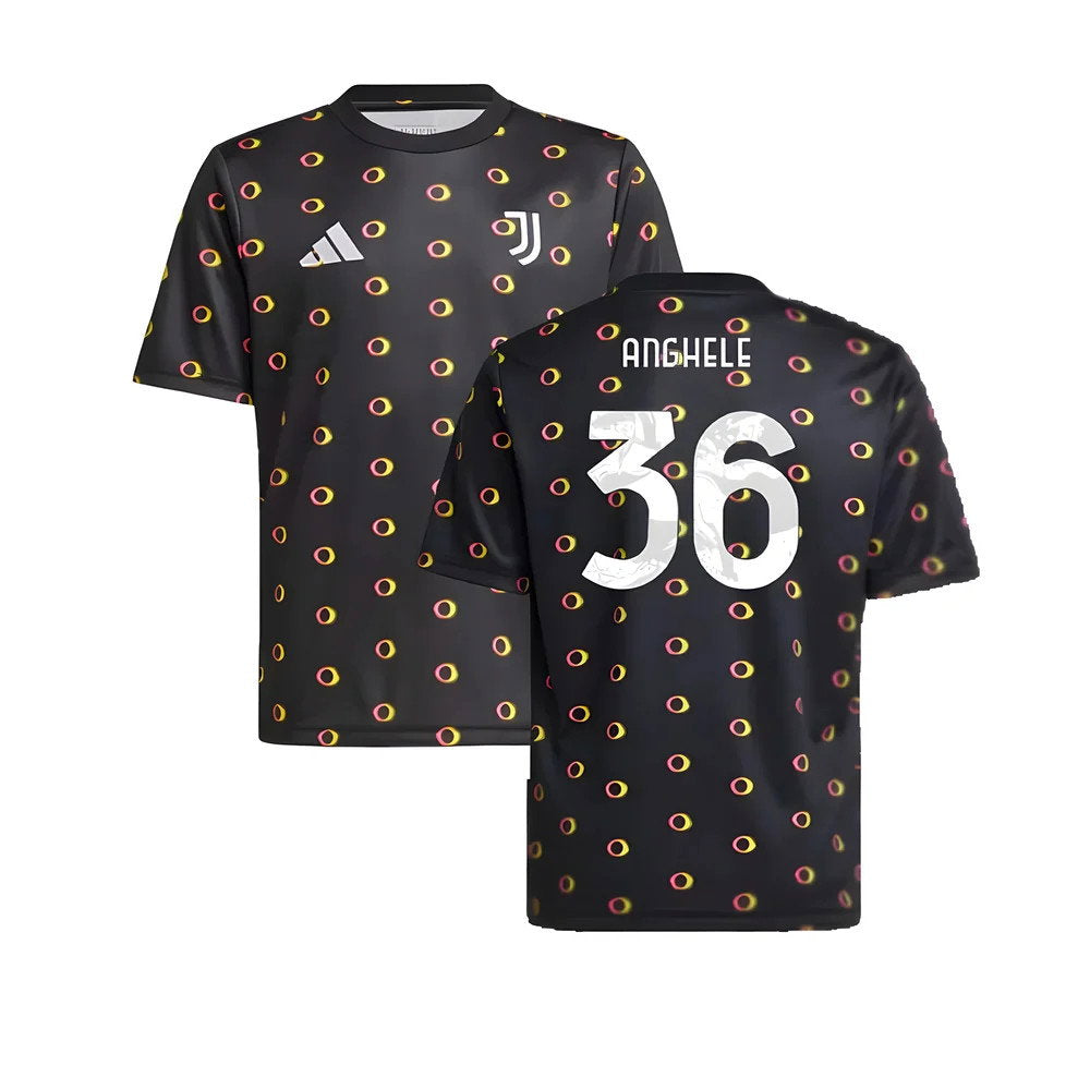 2024-2025 Juventus Pre-Match Shirt (Black) - Kids (Anghele 36)_0