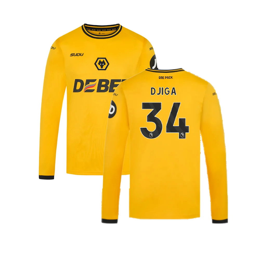 2024-2025 Wolves Long Sleeve Home Shirt (Djiga 34)_0
